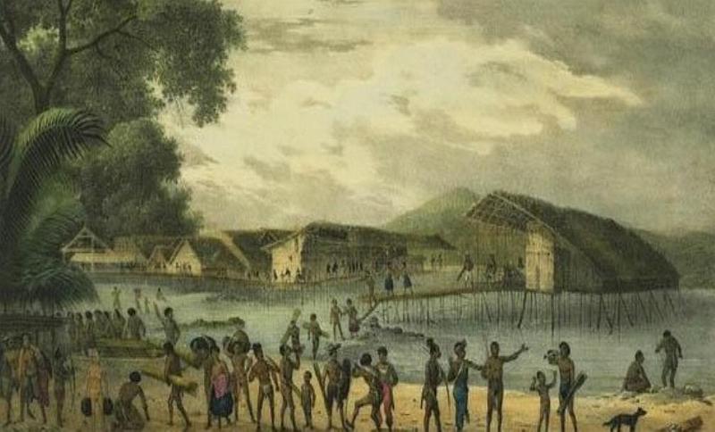 HistPOM-04-1788 .jpg - Papuan village 1788 (source: https://sites.google.com/site/moresbyhistory/; accessed: 3.2.2013)